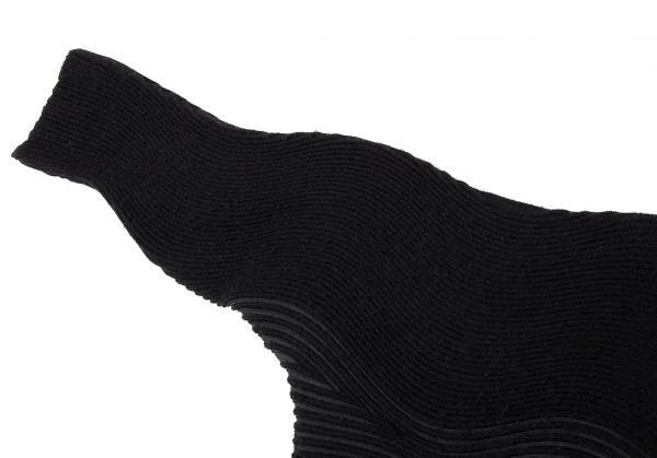 イッセイミヤケISSEY MIYAKE 波プリーツフリンジレイヤードハイネックニット 黒2 K-80784_005