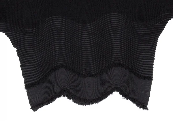 イッセイミヤケISSEY MIYAKE 波プリーツフリンジレイヤードハイネックニット 黒2 K-80784_007
