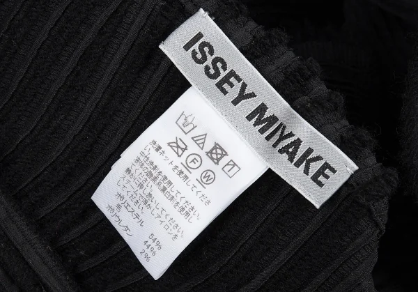 イッセイミヤケISSEY MIYAKE 波プリーツフリンジレイヤードハイネックニット 黒2 K-80784_016