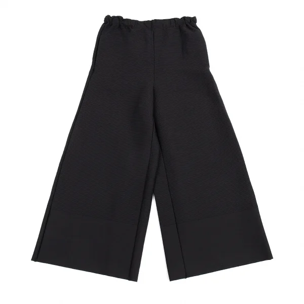 ファッション姫 通販 イッセイミヤケISSEY MIYAKE ボーダーリブ切替ワイドパンツ 黒1 パンツ