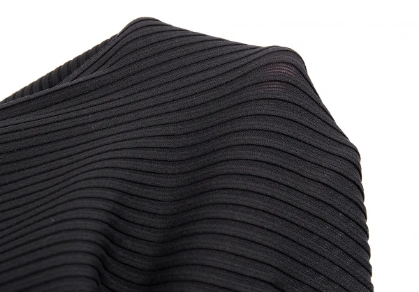 イッセイミヤケISSEY MIYAKE ボーダーリブ切替ワイドパンツ 黒1