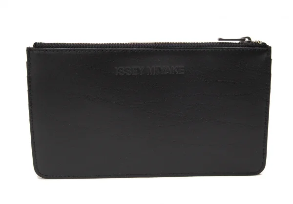 イッセイミヤケISSEY MIYAKE GUSTON ガストン ジオメトリックラインプリントレザーポーチ 黒ライトブルー他 K-80801_012