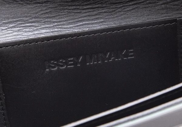 イッセイミヤケISSEY MIYAKE GUSTON ガストン ジオメトリックラインプリントレザーポーチ 黒ライトブルー他 K-80801_016