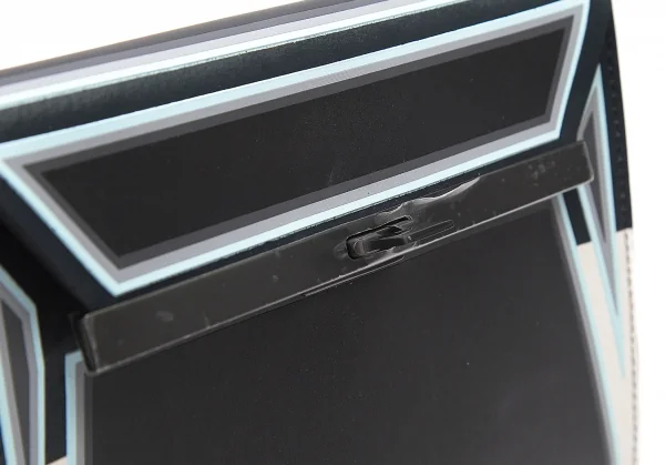 イッセイミヤケISSEY MIYAKE GUSTON ガストン ジオメトリックラインプリントレザーポーチ 黒ライトブルー他 K-80801_007