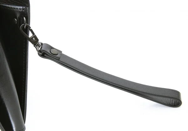 イッセイミヤケISSEY MIYAKE GUSTON ガストン ジオメトリックラインプリントレザーポーチ 黒ライトブルー他 K-80801_009