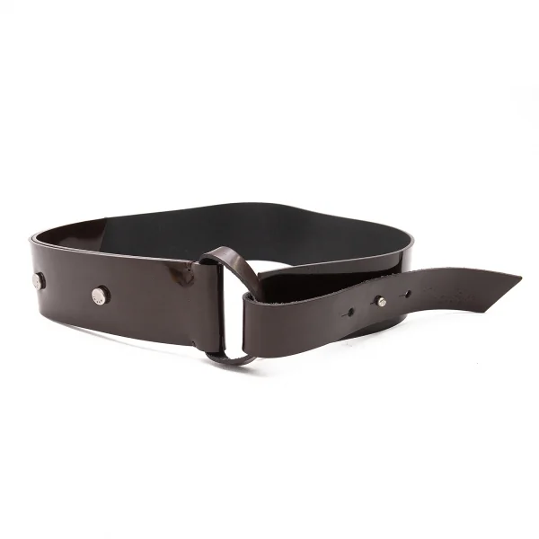 マルニMARNI エナメルレザー切替ベルト 茶 K-80830_001