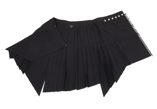 ジャンポールゴルチエ ファムJean Paul GAULTIER FEMME ウールプリーツラップスカート 黒40 K-80883_007