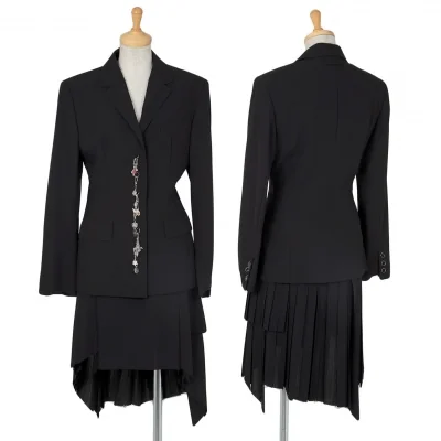 ジャンポールゴルチエ ファムJean Paul GAULTIER FEMME ウールマルチチャームボタンセットアップ 黒