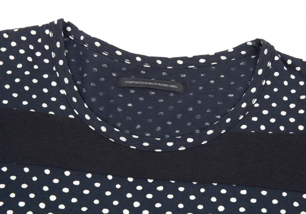 ワイズY's ドットプリントボーダー切替Tシャツ 黒紺白2 K-80999_002