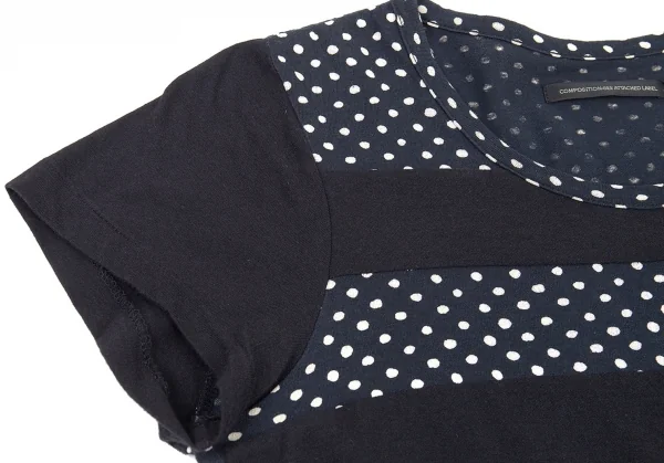 ワイズY's ドットプリントボーダー切替Tシャツ 黒紺白2 K-80999_003