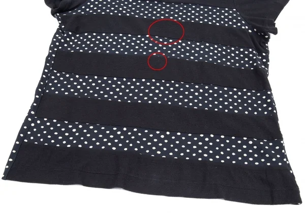 ワイズY's ドットプリントボーダー切替Tシャツ 黒紺白2 K-80999_004