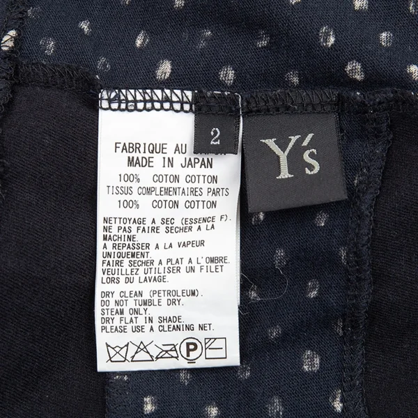 ワイズY's ドットプリントボーダー切替Tシャツ 黒紺白2 K-80999_009