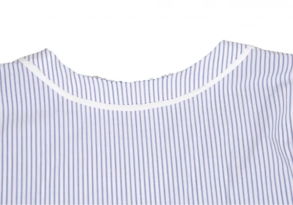 ワイズY's ストライプネック裁ち切りブラウス 白水色2 K-81002_012