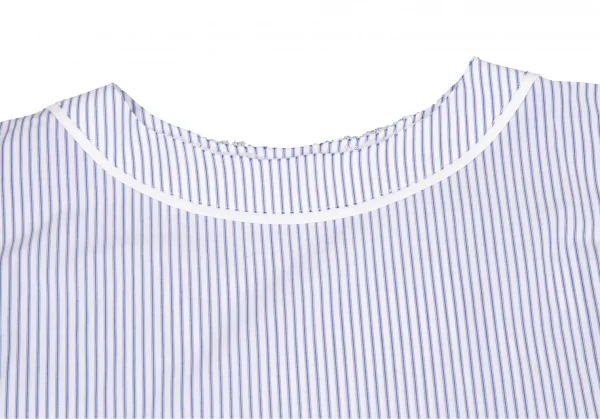 ワイズY's ストライプネック裁ち切りブラウス 白水色2 K-81002_003