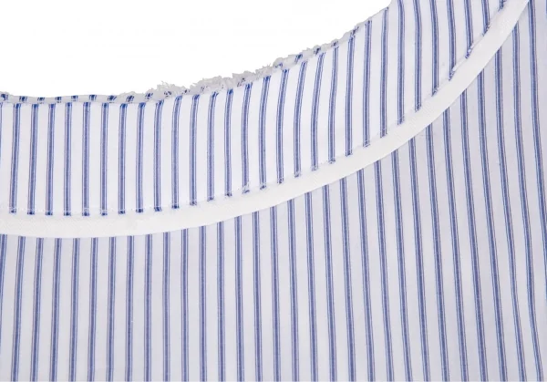 ワイズY's ストライプネック裁ち切りブラウス 白水色2 K-81002_005