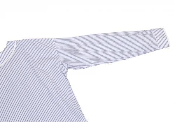 ワイズY's ストライプネック裁ち切りブラウス 白水色2 K-81002_006