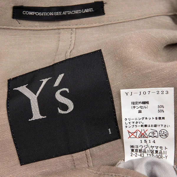 ワイズY's テンセルリネンテーラードジャケット モカ1 K-81012_019