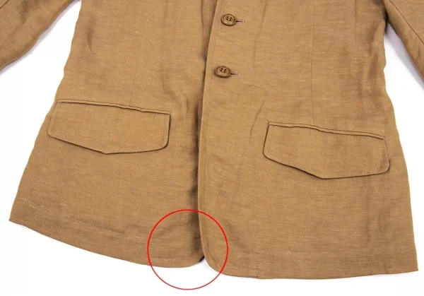 ワイズY's テンセルリネン裁ち切りカラーテーラードジャケット モカ2 K-81013_011