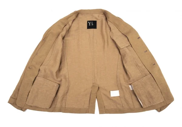 ワイズY's テンセルリネン裁ち切りカラーテーラードジャケット モカ2 K-81013_014