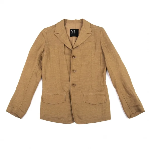 ワイズY's テンセルリネン裁ち切りカラーテーラードジャケット モカ2 K-81013_002