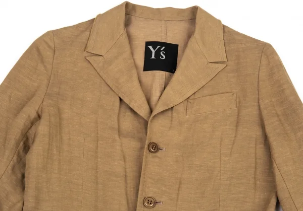 ワイズY's テンセルリネン裁ち切りカラーテーラードジャケット モカ2 K-81013_003