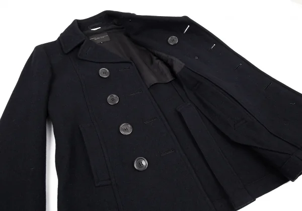 コムデギャルソン オムプリュスCOMME des GARCONS HOMME PLUS メルトンウールダブルブレストハーフコート 紺M K-81026_010