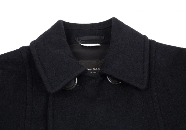コムデギャルソン オムプリュスCOMME des GARCONS HOMME PLUS メルトンウールダブルブレストハーフコート 紺M K-81026_004