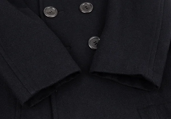 コムデギャルソン オムプリュスCOMME des GARCONS HOMME PLUS メルトンウールダブルブレストハーフコート 紺M K-81026_006