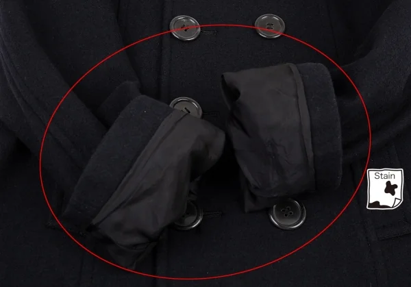 コムデギャルソン オムプリュスCOMME des GARCONS HOMME PLUS メルトンウールダブルブレストハーフコート 紺M K-81026_007