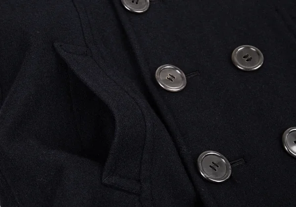 コムデギャルソン オムプリュスCOMME des GARCONS HOMME PLUS メルトンウールダブルブレストハーフコート 紺M K-81026_009