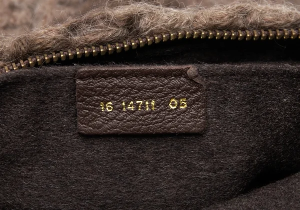フェンディFENDI ニットレザーショルダーバッグ 茶 K-81085_013