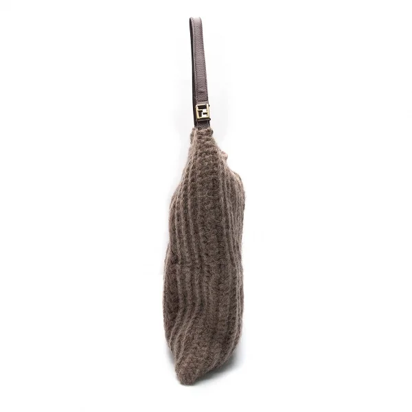 フェンディFENDI ニットレザーショルダーバッグ 茶 K-81085_003