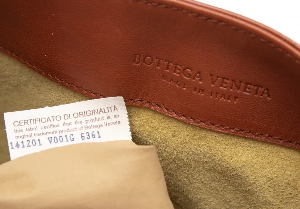 ボッテガヴェネタBOTTEGA VENETA イントレチャートショルダーバッグ コンパクトミラー付 茶 キャメル K-81087_019