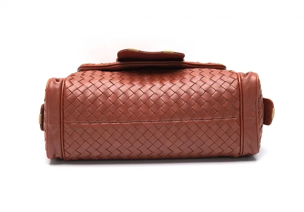 ボッテガヴェネタBOTTEGA VENETA イントレチャートショルダーバッグ コンパクトミラー付 茶 キャメル K-81087_007