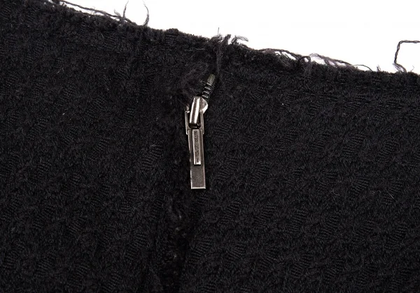 フェンディFENDI ツイード切りっぱなしスカート 黒42 K-81096_006