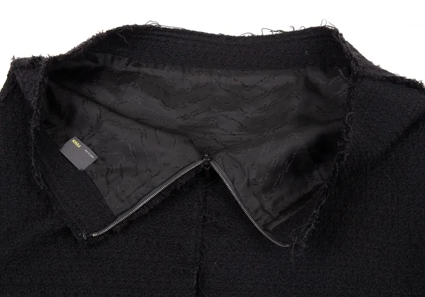 フェンディFENDI ツイード切りっぱなしスカート 黒42 K-81096_007