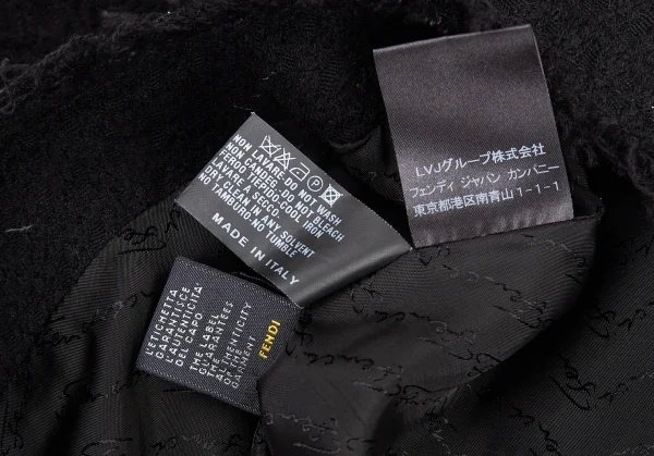 フェンディFENDI ツイード切りっぱなしスカート 黒42 K-81096_009