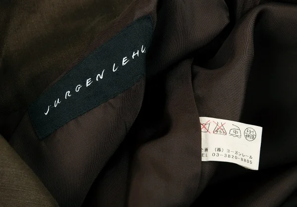 ヨーガンレールJURGEN LEHL シルクリネンフライフロントジャケット カーキM K-81106_015