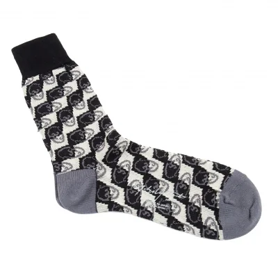 新品!ヨウジヤマモト プールオムYohji Yamamoto POUR HOMME スカルチェックソックス グレー