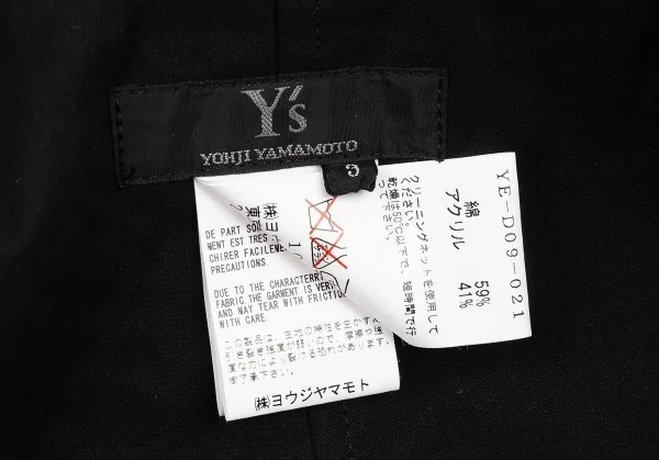 ワイズY's コットンアクリルサスペンダーベルトパンツ 黒3 K-81218_012