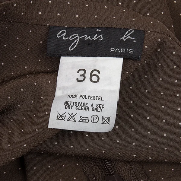 アニエスベーagnes b. ピンドットプリントAラインスカート 茶36 K-81279_014