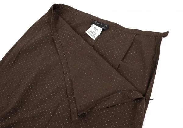 アニエスベーagnes b. ピンドットプリントAラインスカート 茶36 K-81279_005