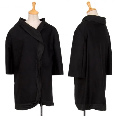 ヨウジヤマモト ファムYohji Yamamoto FEMME モヘアコットンベルクロ留め変形ジャケット 黒