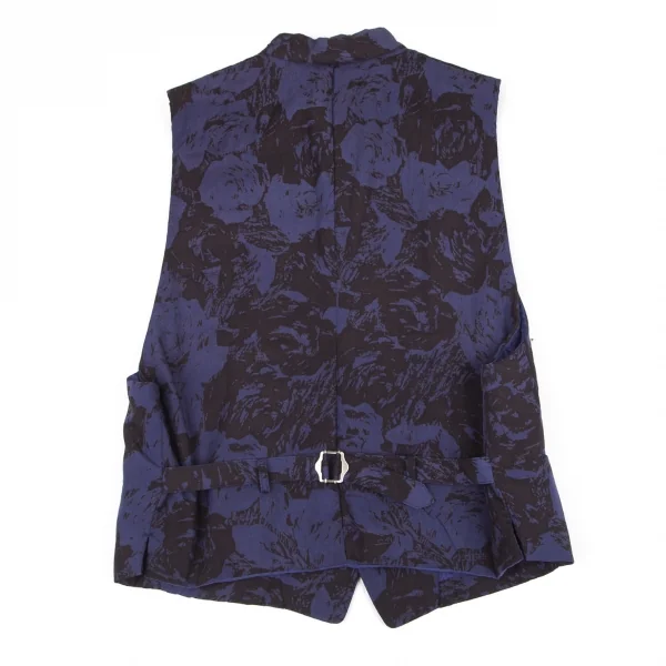 イッセイミヤケ メンISSEY MIYAKE MEN ローズプリントスタンドカラー中綿ベスト 紫黒XL K-81380_010