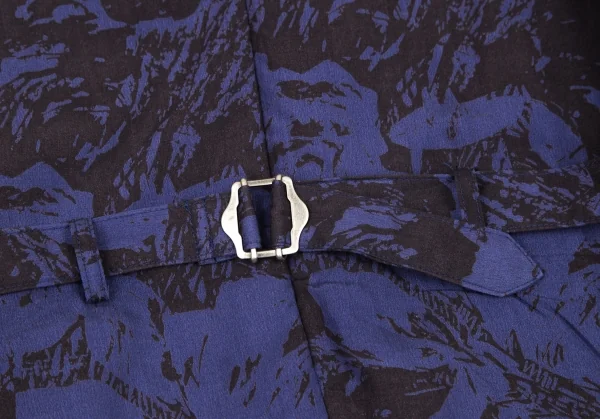 イッセイミヤケ メンISSEY MIYAKE MEN ローズプリントスタンドカラー中綿ベスト 紫黒XL K-81380_013