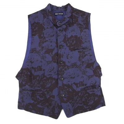 イッセイミヤケ メンISSEY MIYAKE MEN ローズプリントスタンドカラー中綿ベスト