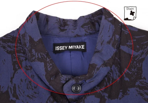 イッセイミヤケ メンISSEY MIYAKE MEN ローズプリントスタンドカラー中綿ベスト 紫黒XL K-81380_003