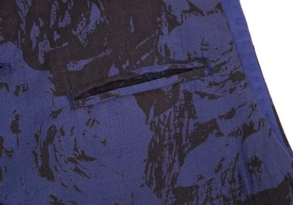 イッセイミヤケ メンISSEY MIYAKE MEN ローズプリントスタンドカラー中綿ベスト 紫黒XL K-81380_005