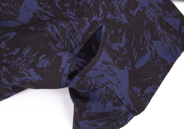 イッセイミヤケ メンISSEY MIYAKE MEN ローズプリントスタンドカラー中綿ベスト 紫黒XL K-81380_007