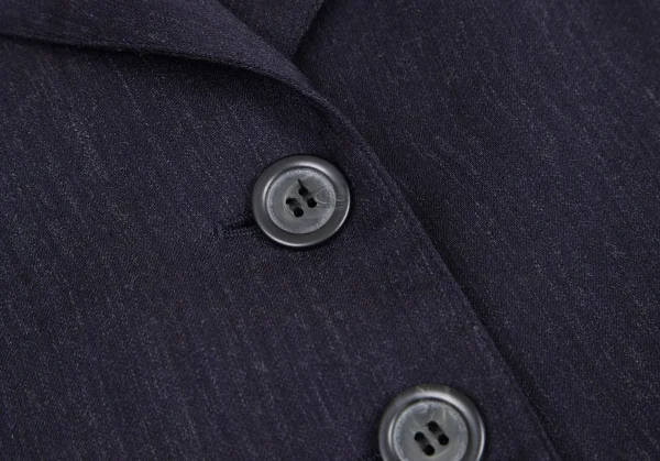 アンドゥムルメステールANN DEMEULEMEESTER ウールレーヨンスリーブギャザーサイドベルトジャケット 紺36 K-81399_010